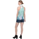Plants Leaves Border Frame Halter Asymmetric Satin Top View2