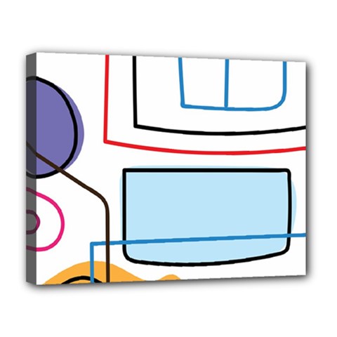 Sketch Line Art Doodles Design Canvas 14  X 11  (stretched)