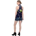 Abstract Eart Cover Blue Gift Halter Asymmetric Satin Top View2