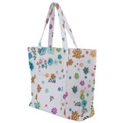 Flower Leaves Background Floral Zip Up Canvas Bag by Grandong