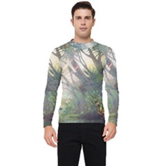 Peafowl Peacock Bird Birds Painting Art Wildlife Men s Long Sleeve Rash Guard