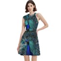 Blue And Green Peacock Cocktail Party Halter Sleeveless Dress With Pockets View1
