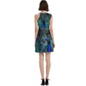 Blue And Green Peacock Cocktail Party Halter Sleeveless Dress With Pockets View4