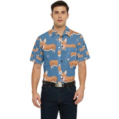 Corgi Patterns Men s Short Sleeve Pocket Shirt 