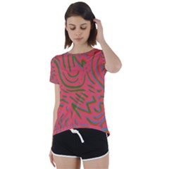 Pattern Saying Wavy Short Sleeve Open Back T-shirt