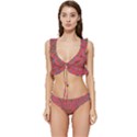 Pattern Saying Wavy Low Cut Ruffle Edge Bikini Set View1