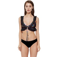Artskop Kaleidoscope Pattern Low Cut Ruffle Edge Bikini Top
