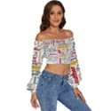 Writing Author Motivation Words Long Sleeve Crinkled Weave Crop Top View3