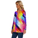 Abstract Background Colorful Pattern Long Sleeve Drawstring Hooded Top View2