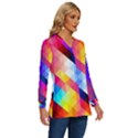 Abstract Background Colorful Pattern Long Sleeve Drawstring Hooded Top View3