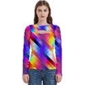 Abstract Background Colorful Pattern Women s Cut Out Long Sleeve T-Shirt View1