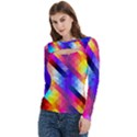 Abstract Background Colorful Pattern Women s Cut Out Long Sleeve T-Shirt View2