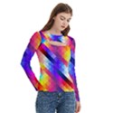 Abstract Background Colorful Pattern Women s Cut Out Long Sleeve T-Shirt View3
