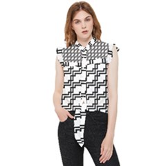 Pattern Monochrome Repeat Frill Detail Shirt