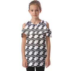 Pattern Monochrome Repeat Fold Over Open Sleeve Top