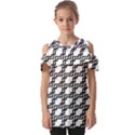Pattern Monochrome Repeat Fold Over Open Sleeve Top View1