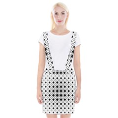 Square Diagonal Pattern Monochrome Braces Suspender Skirt