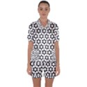 Pattern Star Repeating Black White Satin Short Sleeve Pajamas Set View1