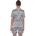Pattern Star Repeating Black White Satin Short Sleeve Pajamas Set View2