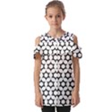 Pattern Star Repeating Black White Fold Over Open Sleeve Top View1