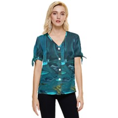 Waterfalls Wallpaper Adventure Time Bow Sleeve Button Up Top