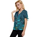 Waterfalls Wallpaper Adventure Time Bow Sleeve Button Up Top View2
