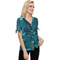 Waterfalls Wallpaper Adventure Time Bow Sleeve Button Up Top View3