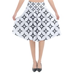 Star Curved Pattern Monochrome Flared Midi Skirt