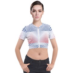 Dots Pointillism Abstract Chevron Short Sleeve Cropped Jacket