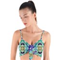 Mosaic Triangle Symmetry Woven Tie Front Bralet View1