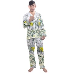 Thistle Alpine Flower Flower Plant Men s Long Sleeve Satin Pajamas Set