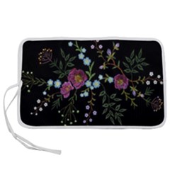 Embroidery Trend Floral Pattern Small Branches Herb Rose Pen Storage Case (s) by Ndabl3x