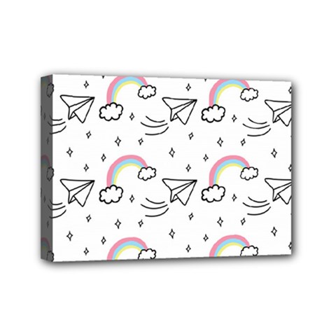 Cute Art Print Pattern Mini Canvas 7  X 5  (stretched)