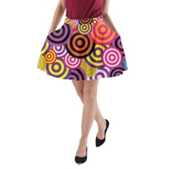 Abstract Circles Background Retro A-line Pocket Skirt