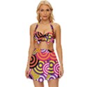 Abstract Circles Background Retro Vintage Style Bikini Top and Skirt Set  View1