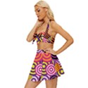 Abstract Circles Background Retro Vintage Style Bikini Top and Skirt Set  View2