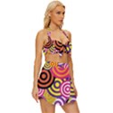 Abstract Circles Background Retro Vintage Style Bikini Top and Skirt Set  View3