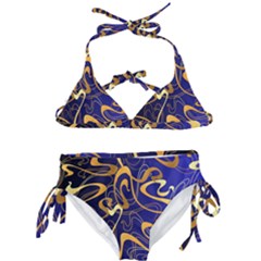 Squiggly Lines Blue Ombre Kids  Classic Bikini Set