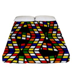 Graphic Pattern Rubiks Cube Cubes Fitted Sheet (king Size)