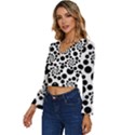 Dot Dots Round Black And White Long Sleeve V-Neck Top View2