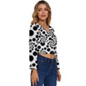 Dot Dots Round Black And White Long Sleeve V-Neck Top View3