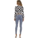 Dot Dots Round Black And White Long Sleeve V-Neck Top View4