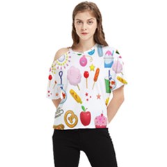 Summer Fair Food Goldfish One Shoulder Cut Out T-shirt