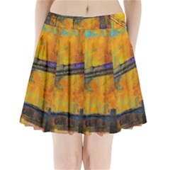 London Tower Abstract Bridge Pleated Mini Skirt