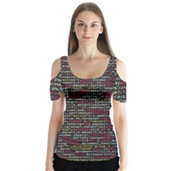 Full Frame Shot Of Abstract Pattern Butterfly Sleeve Cutout T-shirt 