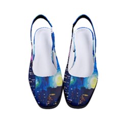 Starry Night In New York Van Gogh Manhattan Chrysler Building And Empire State Building Women s Classic Slingback Heels