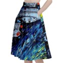 Star Ship Parody Art Starry Night A-Line Full Circle Midi Skirt With Pocket View2