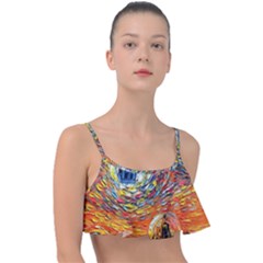 Tardis Starry Night Doctor Who Van Gogh Parody Frill Bikini Top