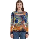Tardis Starry Night Doctor Who Van Gogh Parody Women s Cut Out Long Sleeve T-Shirt View1