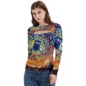 Tardis Starry Night Doctor Who Van Gogh Parody Women s Cut Out Long Sleeve T-Shirt View2
